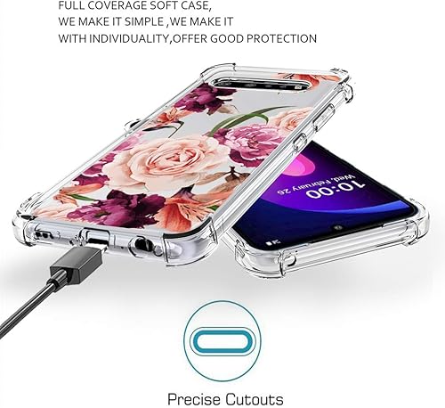Miniatura 6 de Osophter Funda para LG V60 ThinQ, LG V60 Funda floral floral para niñas y mujeres, absorción de golpes flexible de goma TPU para LG V60 ThinQ (flor