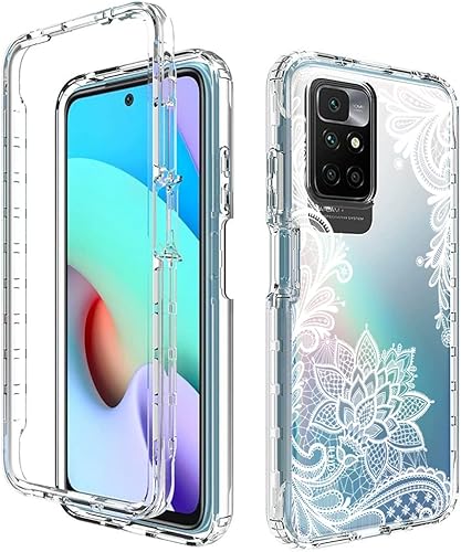 Miniatura 6 de Funda de teléfono para Redmi 10Redmi 10 Prime 21121119SG con protector de pantalla de vidrio templado, bonito patrón floral transparente de cuerpo