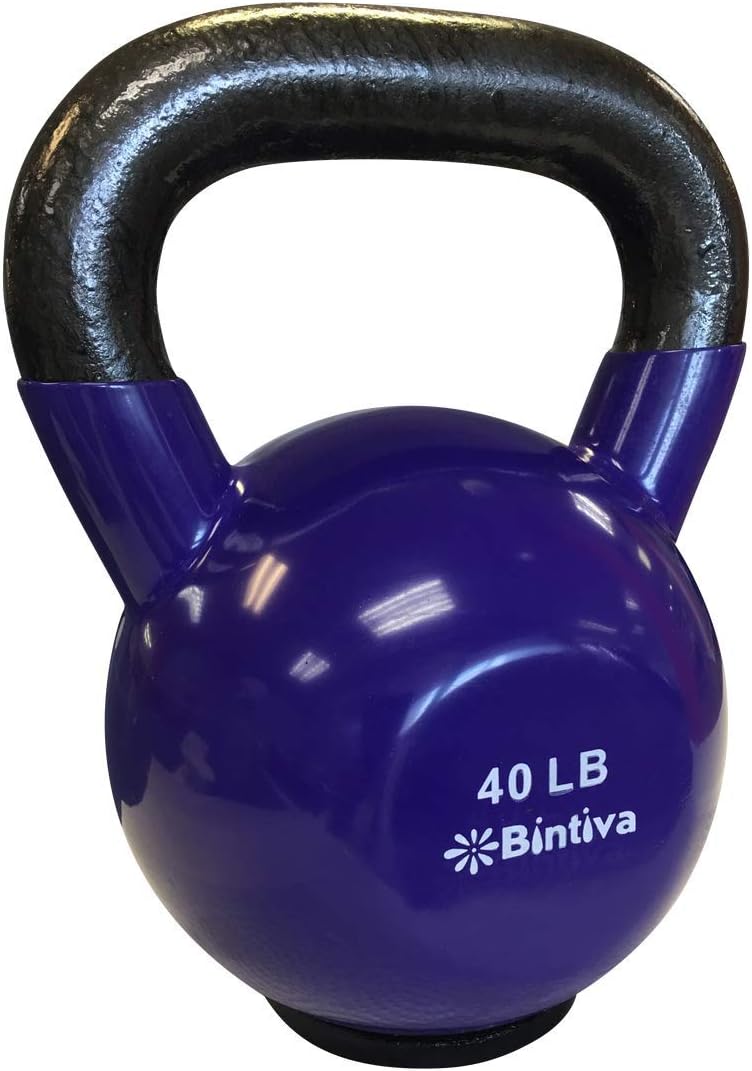 Kettlebells - Professional Grade, Vinyl Coated, Solid Cast Iron Weights With a Special Protective Bottom