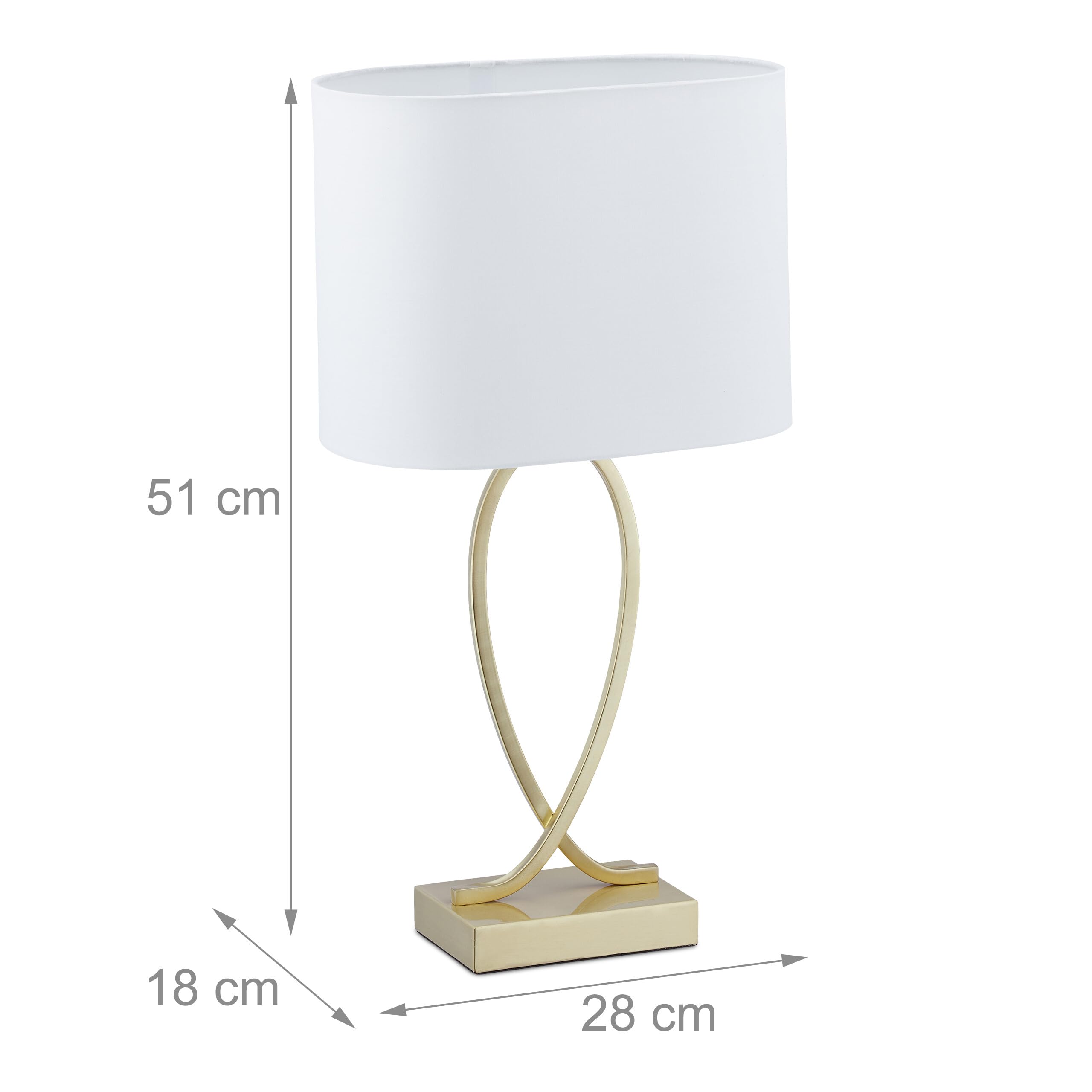 Relaxdays Lampada da Tavolo, Set 2 Abat Jour in Tessuto e Ferro, E27, HLP: 51x28x18 cm, Luce Comodino Camera, Oro Bianco