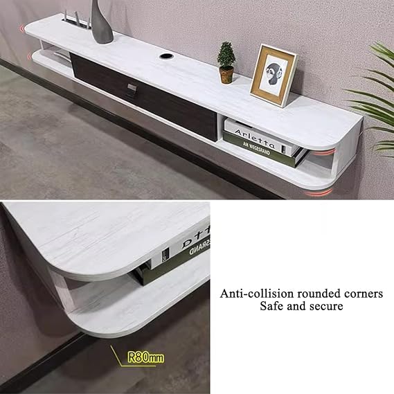 Floating TV Stand, Wall Mounted Entertainment Center TV Shelf, Cabinet Shelves Mesa flotante para tv, Media Wall Entertainment Center for Under TV, Floating TV Console(White,100CM/39.3IN)