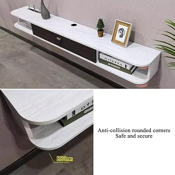 Floating TV Stand, Wall Mounted Entertainment Center TV Shelf, Cabinet Shelves Mesa flotante para tv, Media Wall Entertainment Center for Under TV, Floating TV Console(White,100CM/39.3IN)