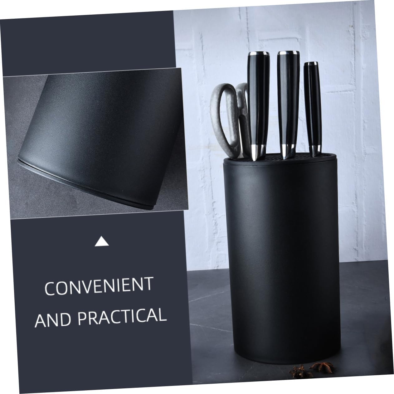 Amosfun Multi Functional Cutter Rack Kitchen Organizer Holder Black Plastic Storage Stand Smooth Surface Easy Clean for Safe Tool Storage and Clutter Countertop