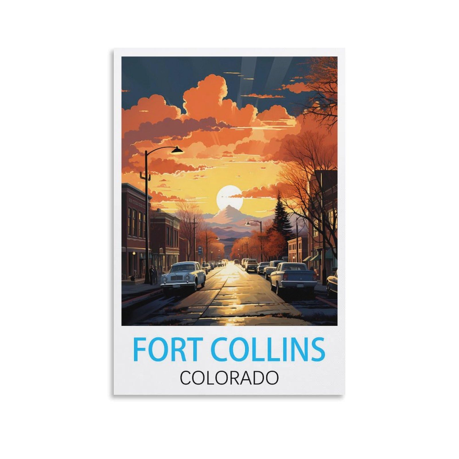Metal Tin Sign,Fort Collins Colorado,Ideal for Pub Shed Bar Office Man Cave Home Bedroom Dining Room Kitchen 30x40cm