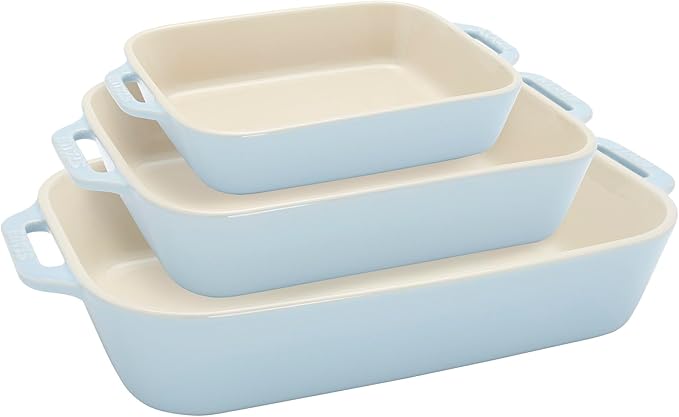 Staub Ceramic 3-pc Rectangular Baking Dish Set - White