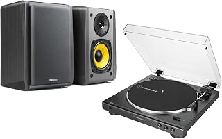 Audio-Technica AT-LP60 Turntable and R1010BT Active Bluetooth Speaker Package Exclusive Set by Digitalis Audio