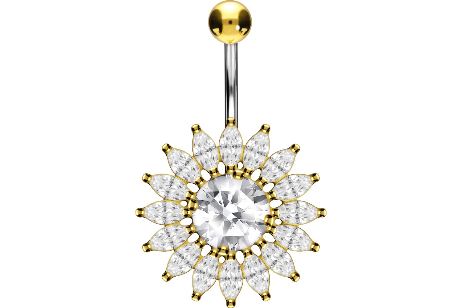 PIERCINGLINE Piercing de ombligo de titanio con diseño en plata 925 SUN banana selección de color bananabell