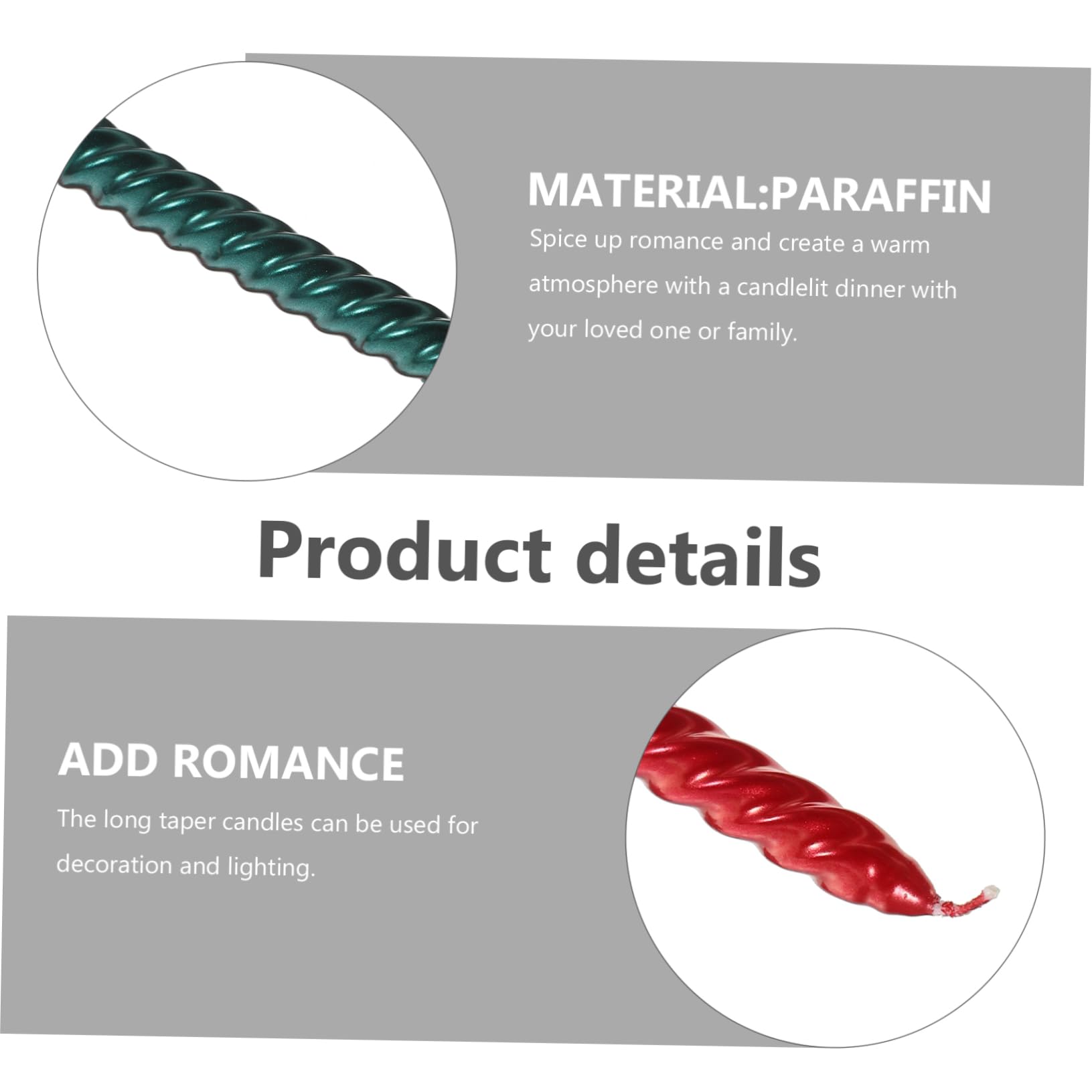 GARVALON 12pezzi Candele Lunghe Decorative Spirale Candele Taper Per Matrimonio e Occasioni Speciali Rosse e Verdi Per Decorazioni Festive e Romantiche