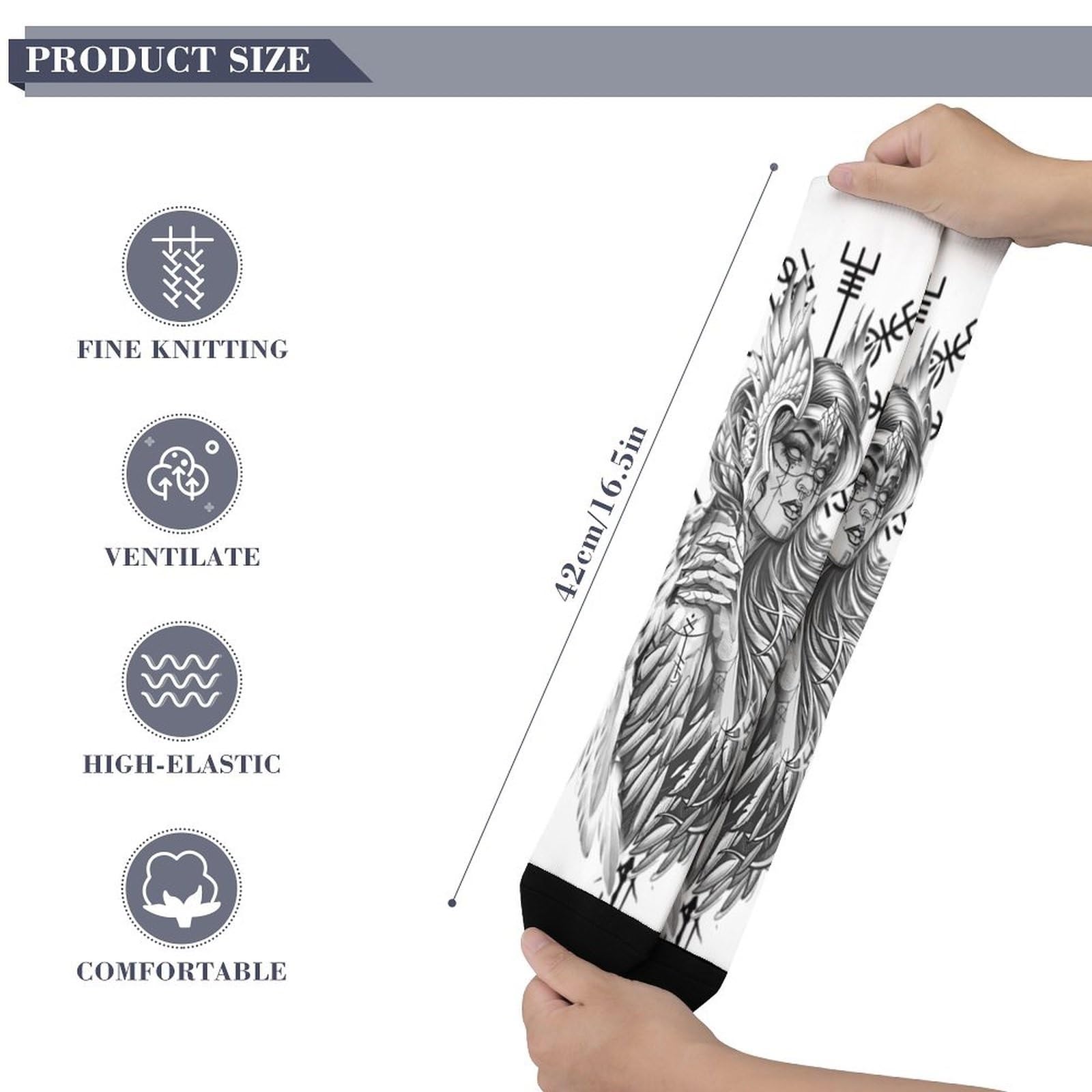 Calzini Tubolari Unisex, Stampa Nave Vichinga Valhalla e Vegvisi, Casual, Comodi e Traspiranti