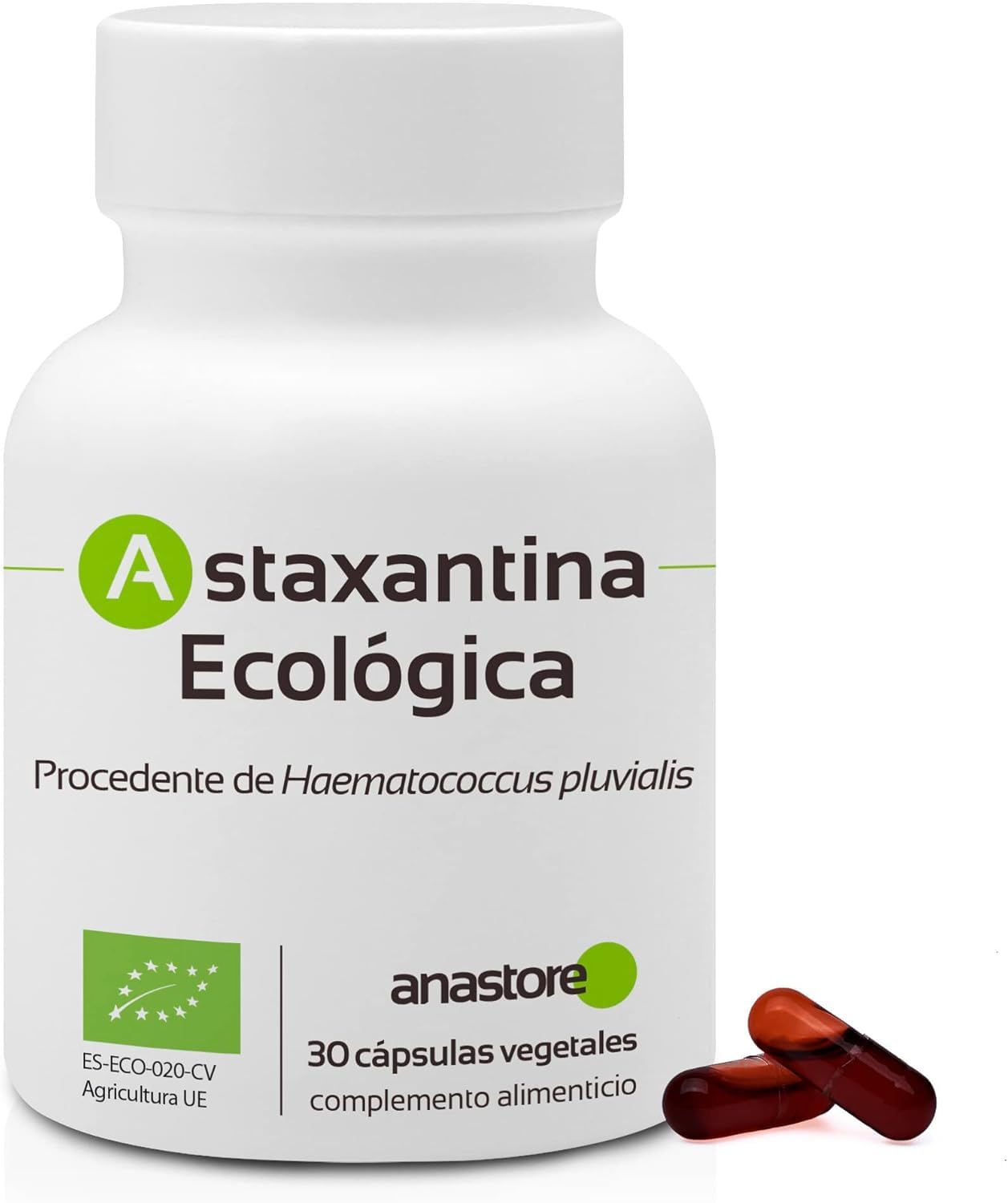 Astaxantina Ecológica * 30 cápsulas vegetales / 8 mg * Antioxidante de origen natural * Energía + Salud Visual + Cuidado de la Piel * (4)