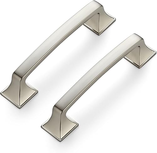Ravinte Paquete de 5 manijas de gabinete de cocina de 3-34 pulgadas de pie cuadrado macizo, manijas de gabinete de cocina de níquel cepillado,