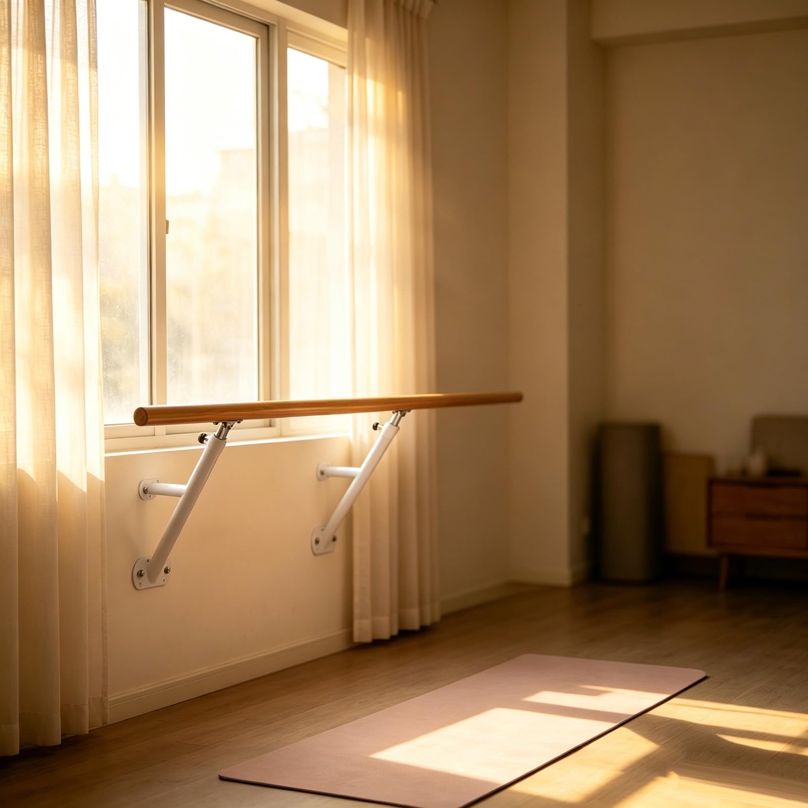 Barra de ballet doble para montar en la pared,barra de danza de madera de altura ajustable para niño y adultos,barra de estiramientos para gimnasio en casa para practicar ballet yoga danza y fitness