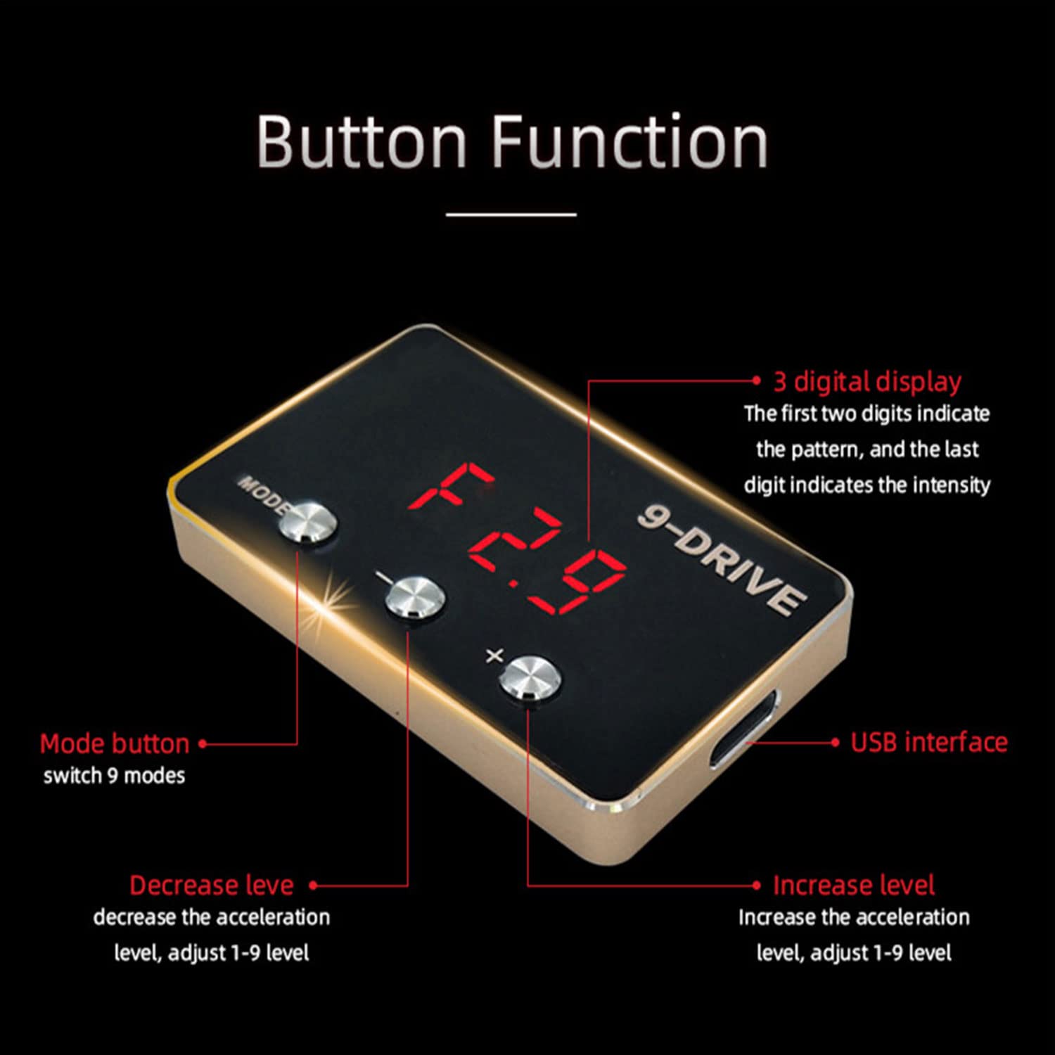 WonVon Throttle Response Controller 9 Drive 9-Mode Universal Electronic Throttle Controller For Dodge RAM Ford Honda Chevrolet (Red)