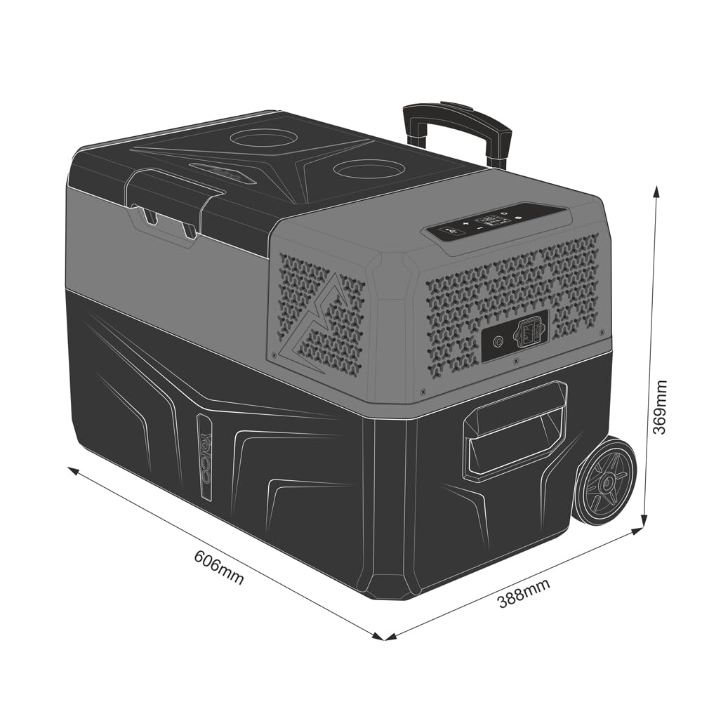 Yolco BCX30 Carbon elektryczna lodówka kompresorowa, sterowanie za pomocą Bluetooth, 12/24 V i 230 V, do samochodu, ciężarówki, łodzi, lodówki kempingowej
