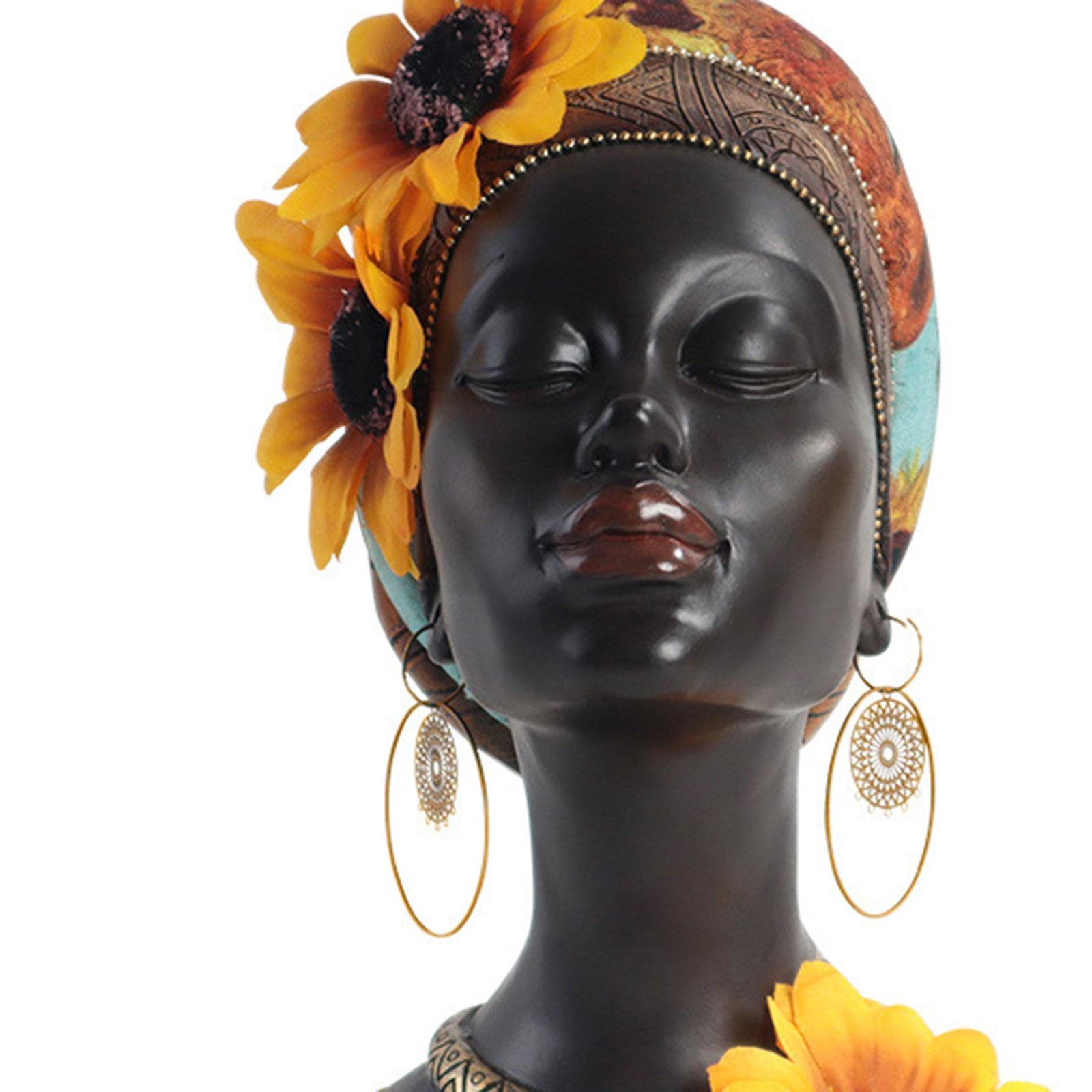 perfk Statua della Donna Africana, Scultura d'Arte Femminile della Statuetta della Signora Nera per l'armadietto del Soggiorno