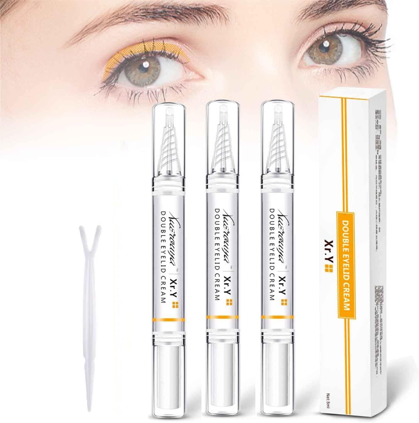 MAKINGTEC 3Pcs Long Acting Invisible Double Eyelid Shaping Cream, 3-Second Crease Double Eyelid Pen, Magic Double Eyelid Cream