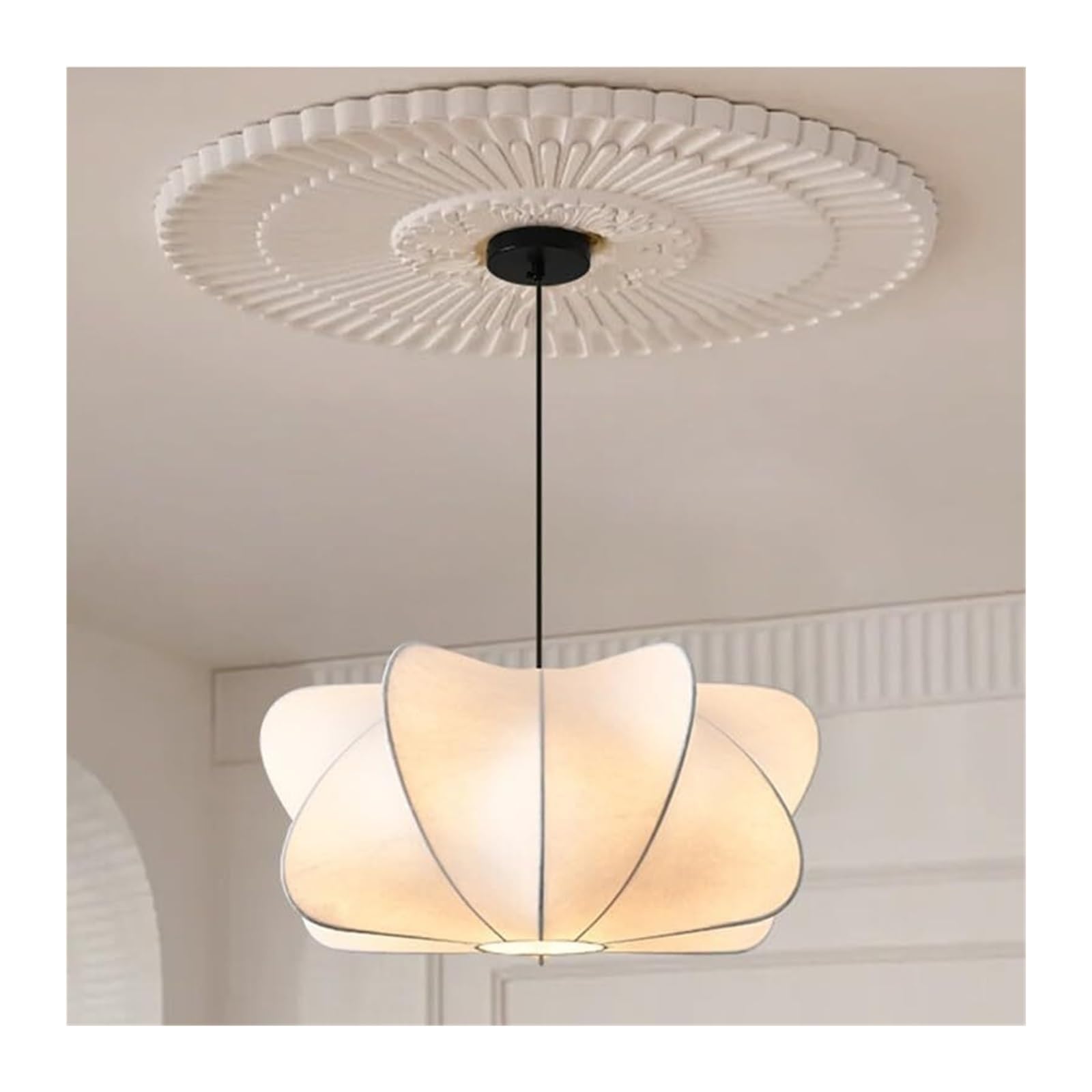KHUKHU Italian White Pendant Lights Silkworm Cocoon Chandelier Modern Single Head Lantern Crossover Pendant Lamps for Coffee Dining Room Showroom Hollow Hanging Lamp