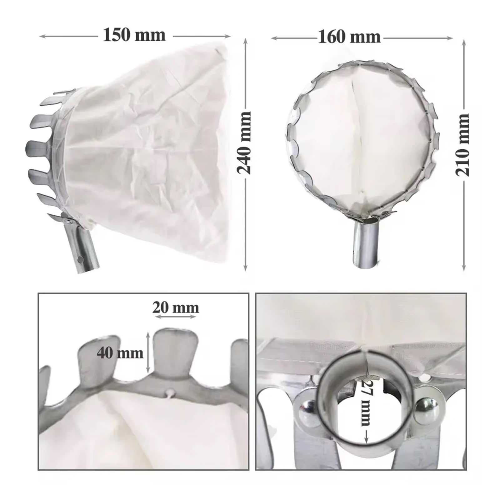 Cueille Fruit Tête de cueillette de Fruits for Panier de Jardin avec Manche télescopique Extensible for cueillir des poires(C-3.2M(10.4FT))
