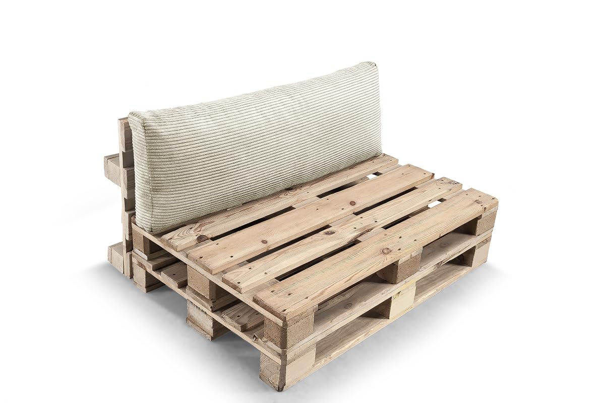 Gutekissen® Palettenkissen, Gartensofakissen, Sitzkissen, Rückenkissen, gefüllt mit Pulirethangranulateinlage, viele Farben und Größen PWL (Set (Sitzkissen 120x80 +Rückenlehne 120x40), Beige)
