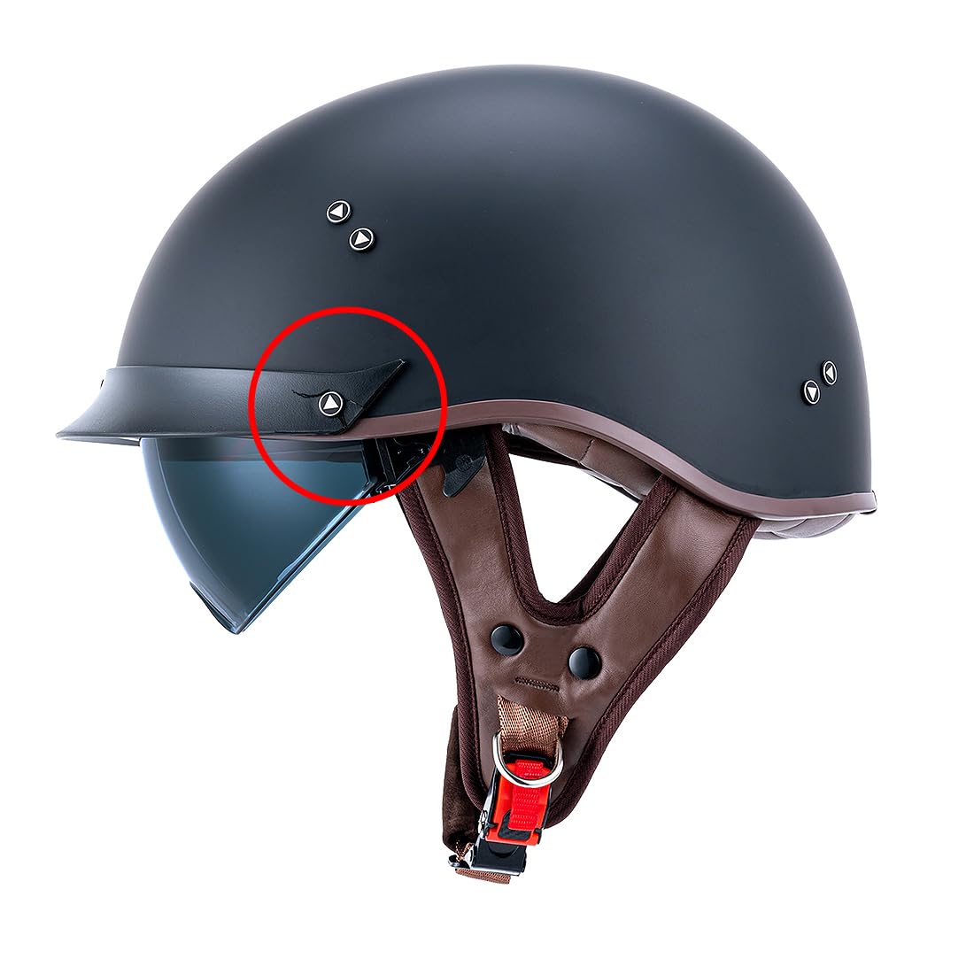 Half Motorcycle Helmets Open Face Sun Visor Quick Release Buckle DOT Approved Cruiser Pilot Helmets for Adults Men Women