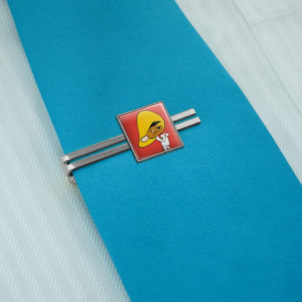 GRAPHICS & MORE Looney Tunes Speedy Gonzales Square Tie Bar Clip Clasp Tack- Silver or Gold
