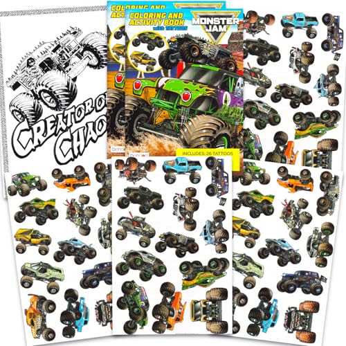 Monster Jam Gravedigger Tattoos Party Favors Set - 50+ Gravedigger Temporary Tattoos for Kids Boys Girls | Monster Jam Party Supplies Pack