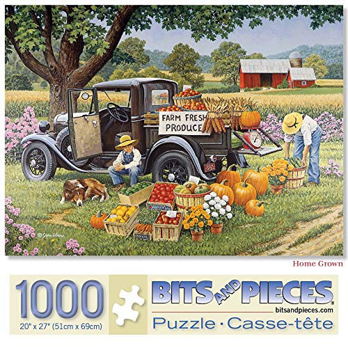 Bits and Pieces – Fall on The Farm Jigsaw Puzzle for Adults by John Sloane – Charming Country Autumn Scene, Artistic Puzzle with Unique Random Cut Pieces (1000 Piece Puzzle 20