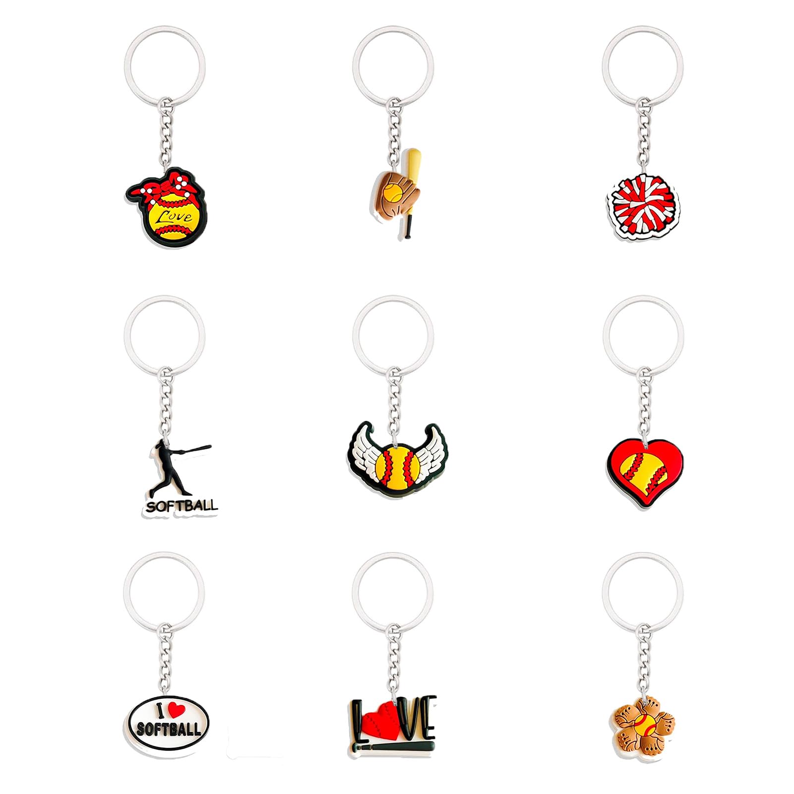 MASCOTAS FELICES 10 PCS Golf Keychain Silicone Sport Golfball Key Chain Cute Golfer Wallet Backpack Pendant Key Ring Charms