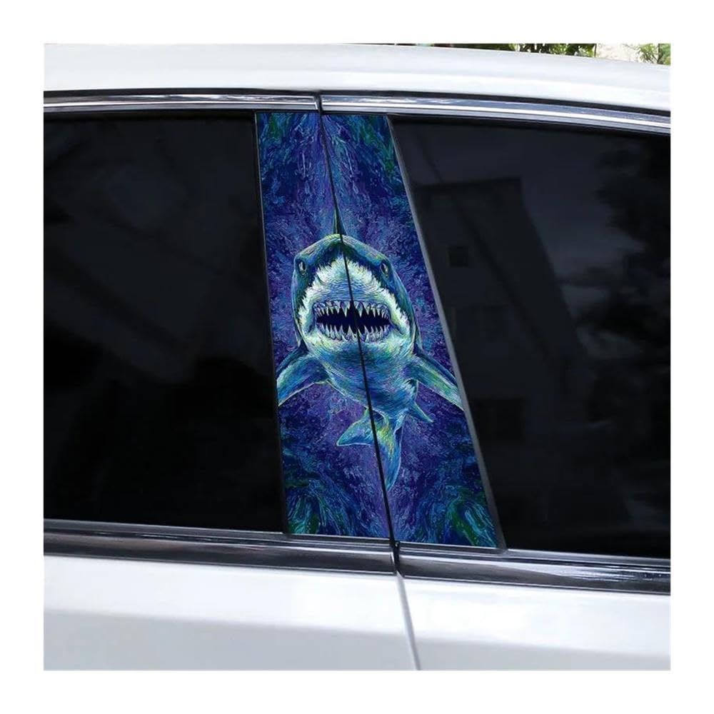 Body Parts 1pair Car Door Pillar Decoration Sticker Horror Shark Sticker DIY Car Center Column Sticker(H)