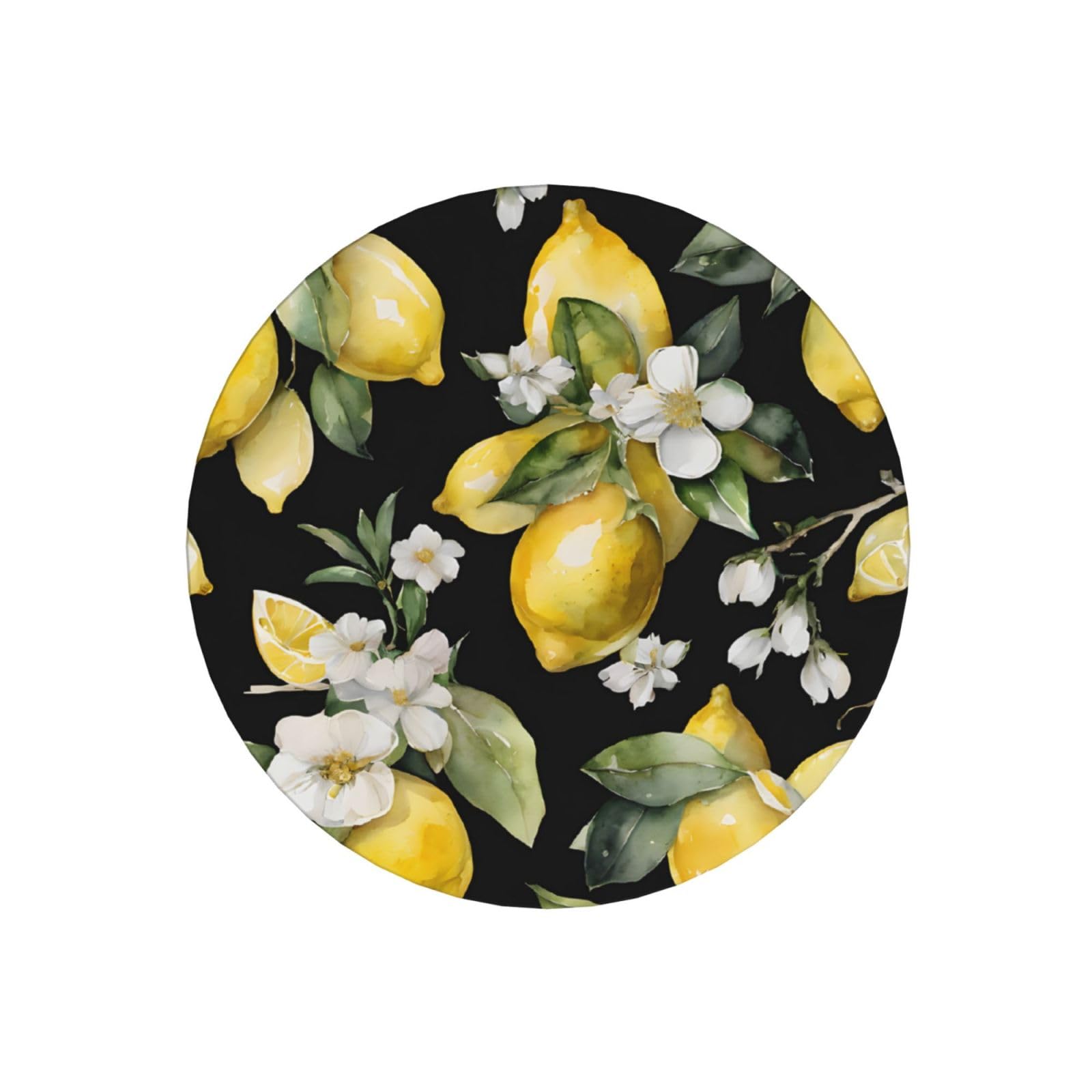 Keramik-Untersetzer, Zitronen- und Blumen-Design, rund, saugfähig, mit Halter, für Zuhause, Büro, Bar, Restaurant, 6 Stück