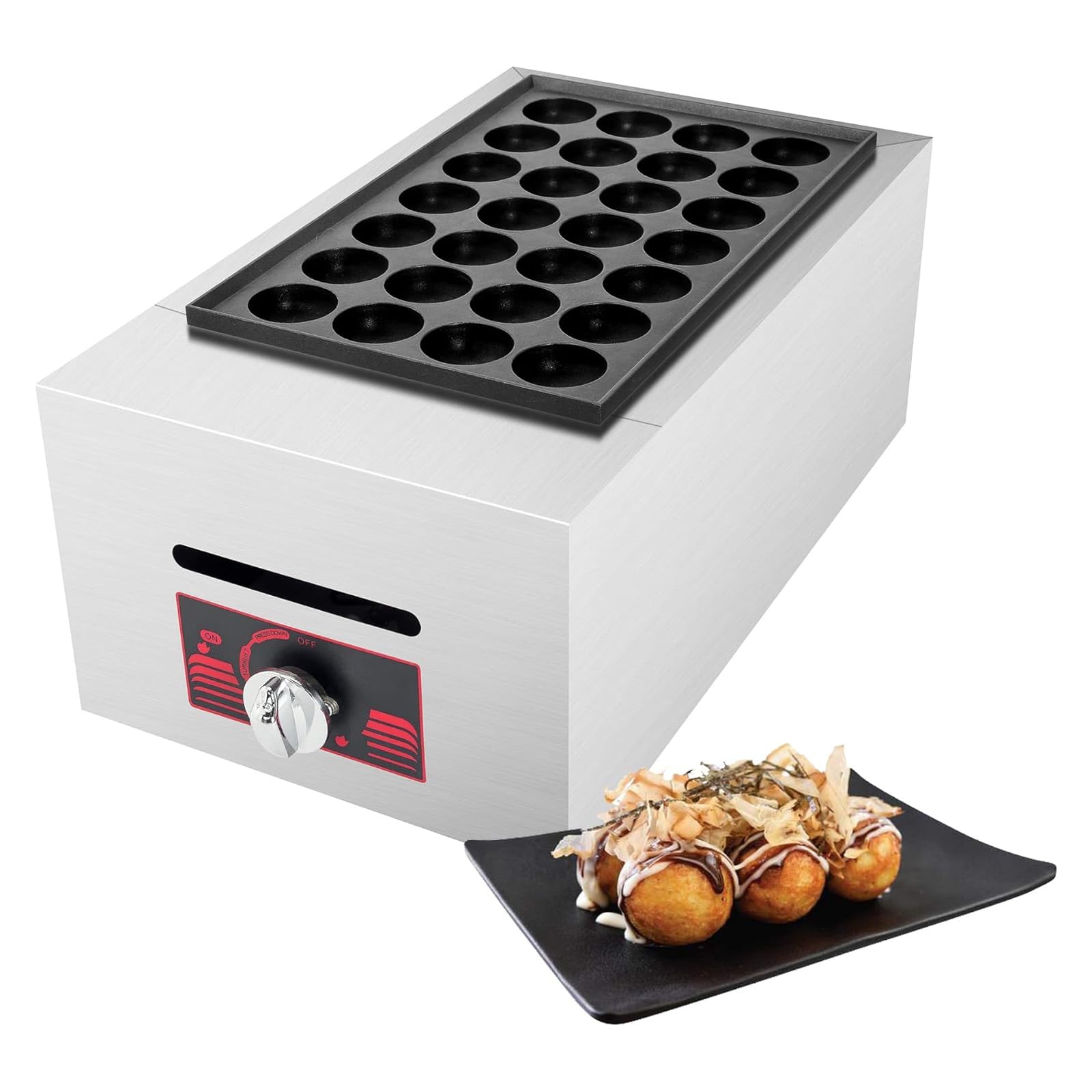 UMJIGF Commercial Takoyaki Maker Machine with 56Pcs 40Mm Ball, Fish Ball Griller Meatball Grilling Machine,A-28 Pcs