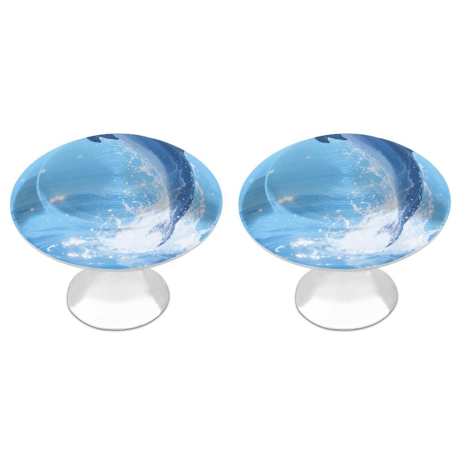 Fodpand White 2 Pack Cabinet Knobs 1.1 Inch Single Hole Drawer Pulls Handles Decorative Dolphin Furniture Knobs For Dresser Kitchen Bathroom Cupboard Wardrobe Vanity Closet Door Hardware