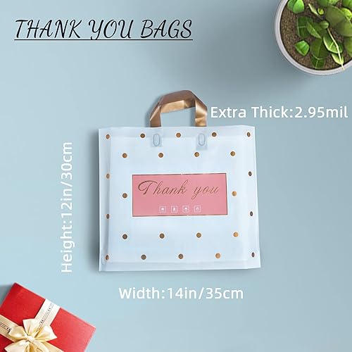 Miniatura 7 de Bolsas de agradecimiento para compras paquete de 50 bolsas de mercancía extragruesas a granel bolsas de plástico para pequeñas empresas bolsas de