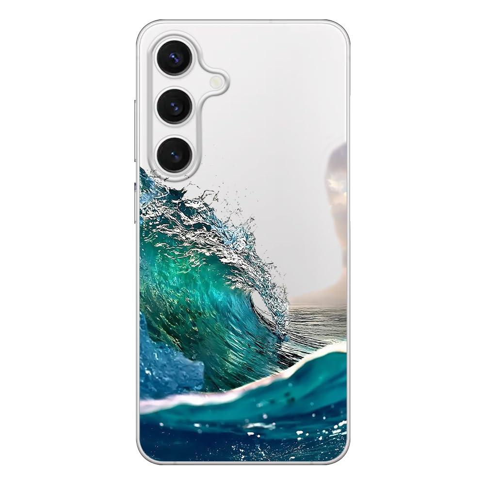 for Samsung Galaxy S25 Case, Ocean Waves Design Nature Scenic Landscape Beach Style Transparent Soft TPU Protective Clear Case 6.2 Inch (Ocean Splash)