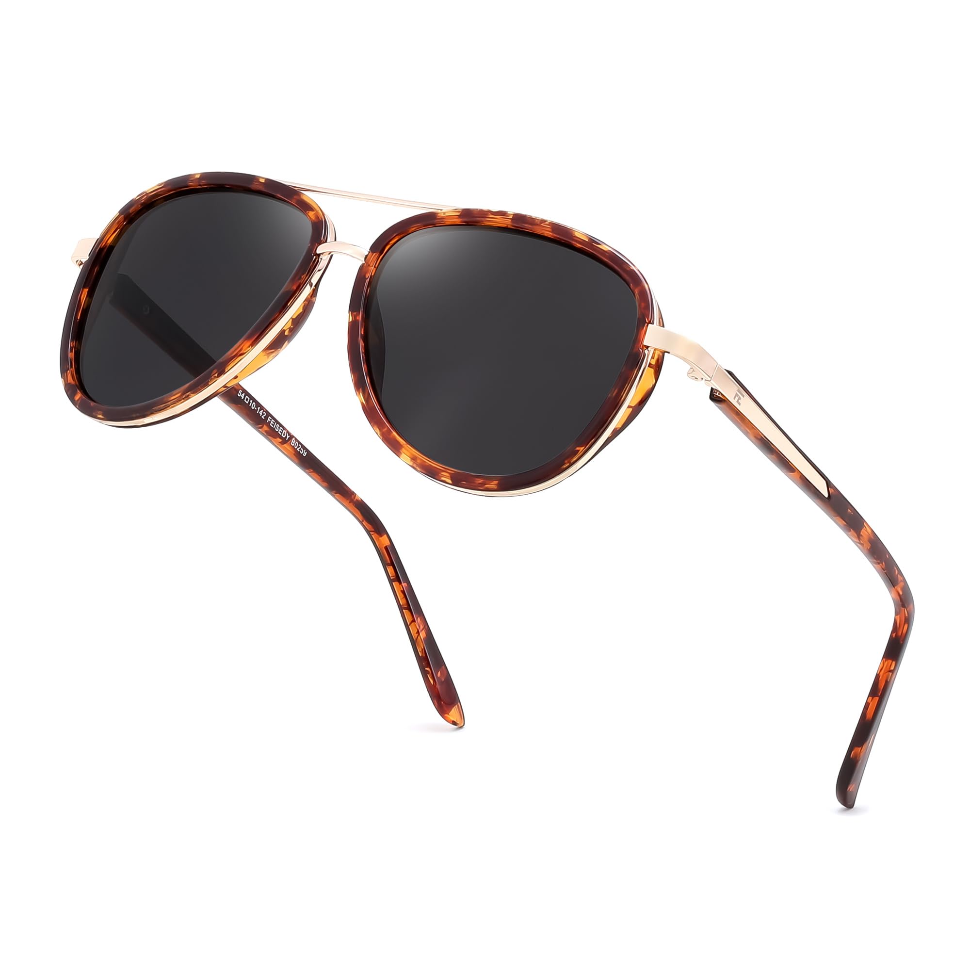 FEISEDY Retro Polarized Aviator Sunglasses for Women Men Vintage Square