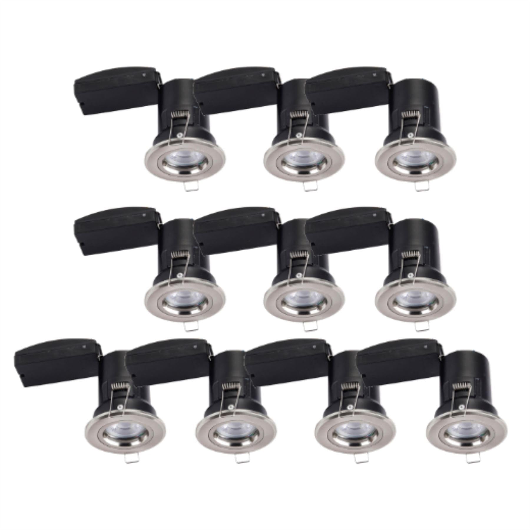 First Choice Lighting Set of 10 GU10 Downlights - Aluminium - Silver