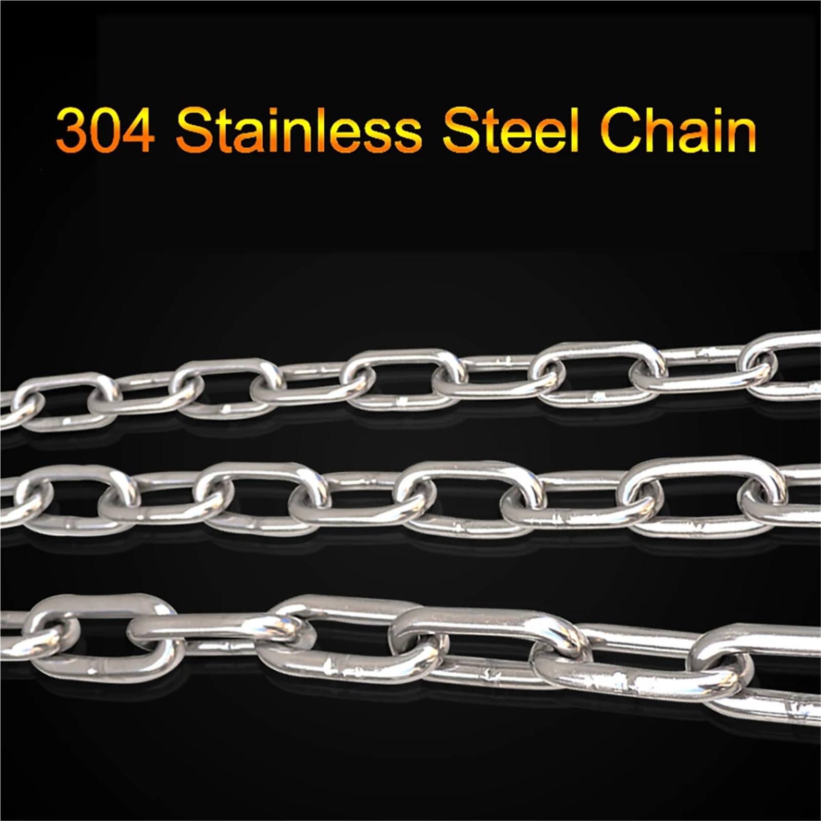 Catena Acciaio Inox Catena a maglie lunghe in acciaio inossidabile 304 da 1 metro / Legatura saldata for sollevamento corto for l'industria degli animali domestici, diametro ,2-8 mm(8.0mm-1Meter)