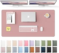 Vista 14 de YSAGi Protector de escritorio de cuero, tapete de oficina, alfombrilla grande para mouse, secante antideslizante de cuero PU, escritorio