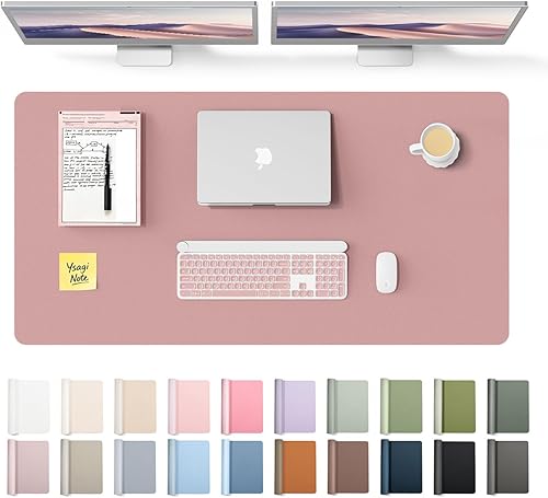 Miniatura 14 de YSAGi Protector de escritorio de cuero, tapete de oficina, alfombrilla grande para mouse, secante antideslizante de cuero PU, escritorio