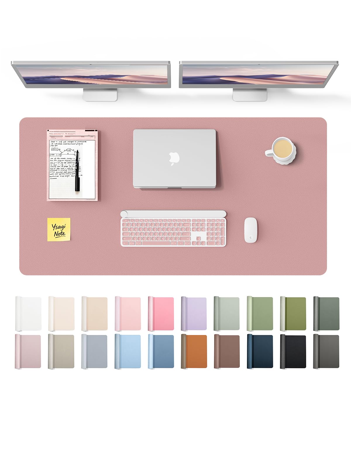 YSAGi Leather Desk Protector, Office Mat, Large Mouse Mat, Non-Slip PU Leather Blotter, Laptop Pad, Waterproof Writing Pad for Office and Home (Pale Mauve, 47.2" x 23.6")