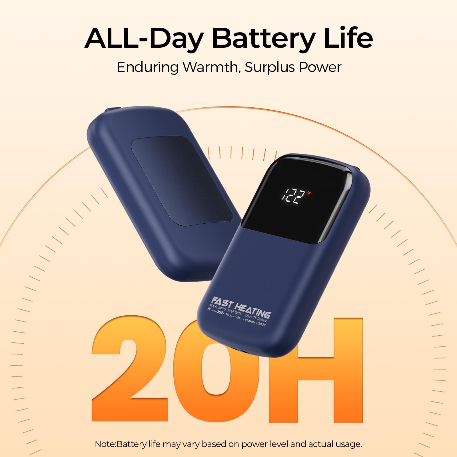 Hotdot AI Hand Warmers Rechargeable with Gift Box, 4 Pack Portable Electric Hand Warmer with LED Display Battery and Temperature, Fast Heating, for Men, Women, Hunting Camping Blue