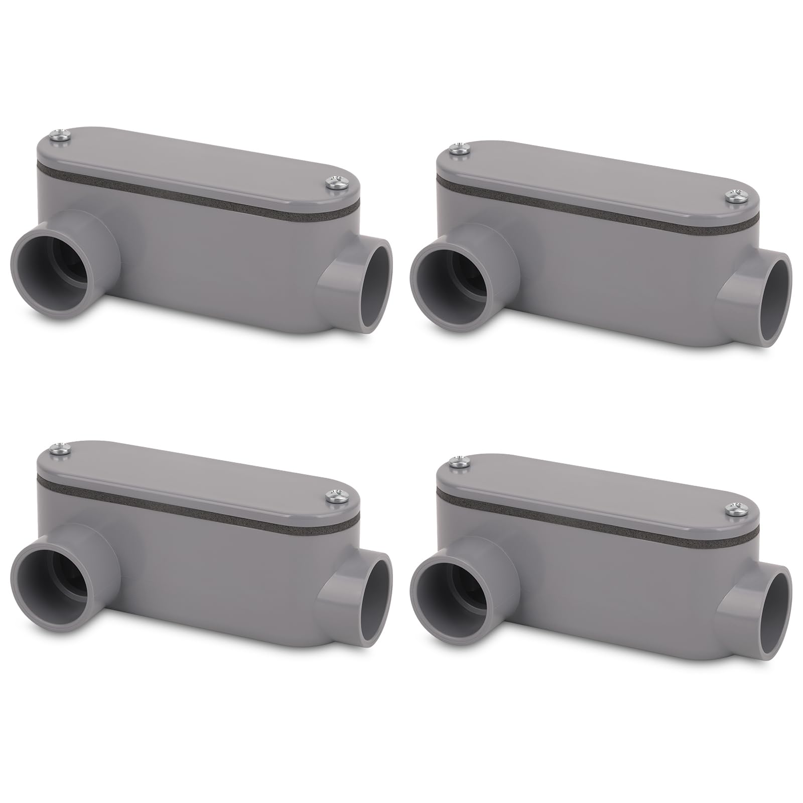 4Pack 3/4 Inch Rigid PVC Conduit Body Type LB, Slip x Slip PVC Conduit Bodies LB Type with Cover and Gasket, Gray — Amazon image 25