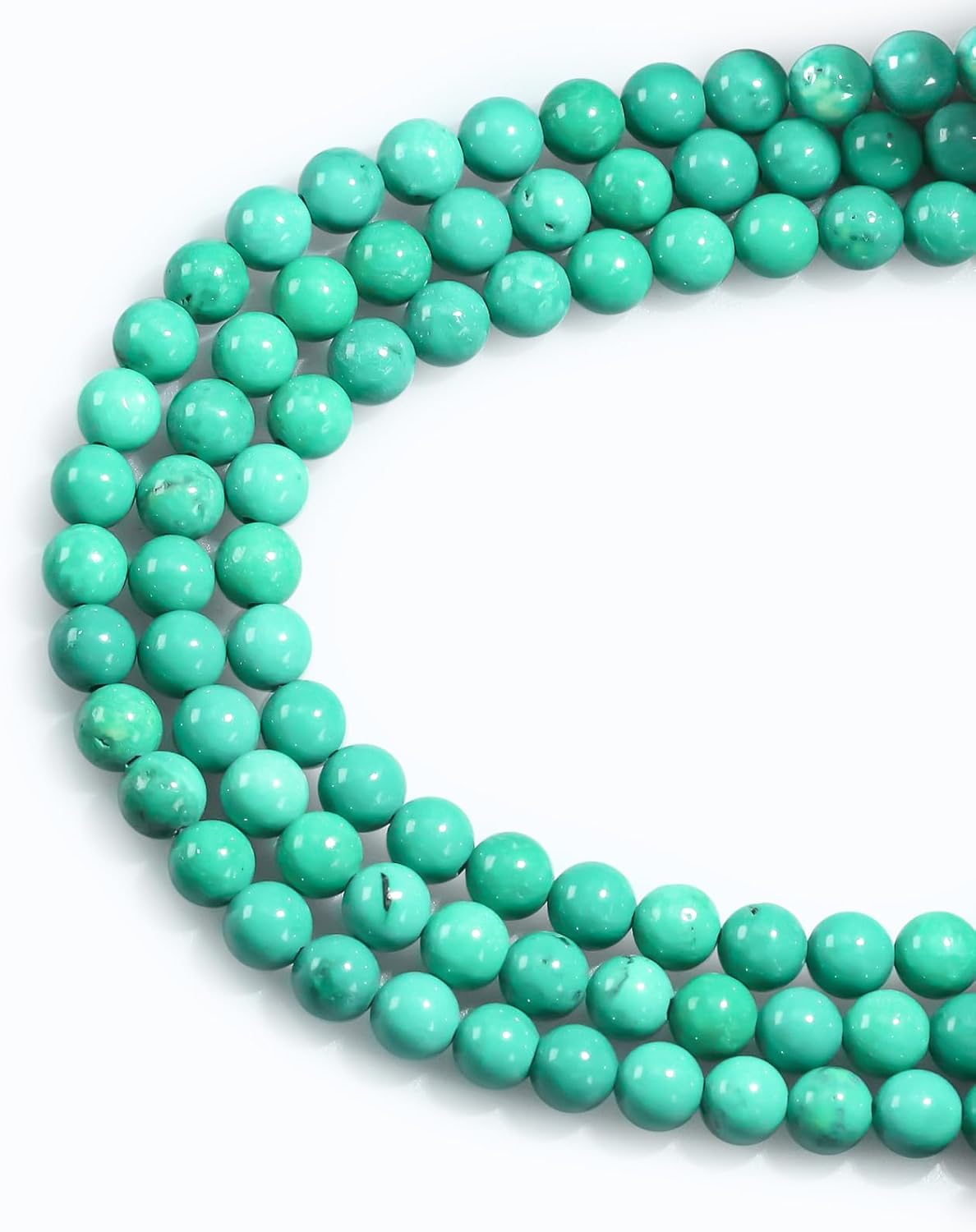 Natural Gemstone Round Loose Beads for Jewelry Making DIY Crystal Energy Healing 1 Strand 15" (Green Turquoise, 4mm (15"/Strand)) - Image 2