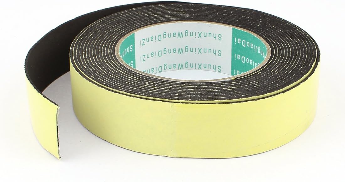 uxcell Sealing Foam Tape 30mm Wide 1.5mm Thick 5m/16.4ft Long, Self Adhesive Weather Strip for Window Door Insulation, Yellow Black