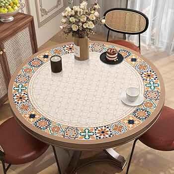 ラウンド型　レザー風テーブル Amazon｜テーブルクロス フェイクレザーラウンド、テーブル