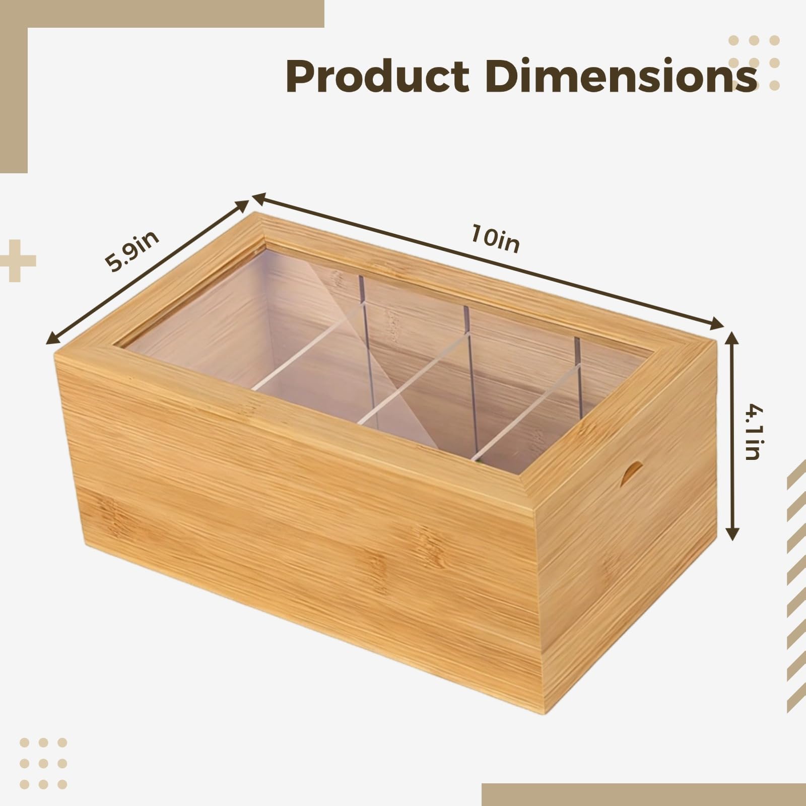 Kiefernholz 3x5 Indexkartenhalter mit Klarsichtdeckel, Schreibtisch-Organizer-Aufbewahrungsbox 25,4 x 15 x 10,2 cm, 4-Fach-Klappdeckel-Design für Rezeptkarten, Visitenkarten, Bürobedarf