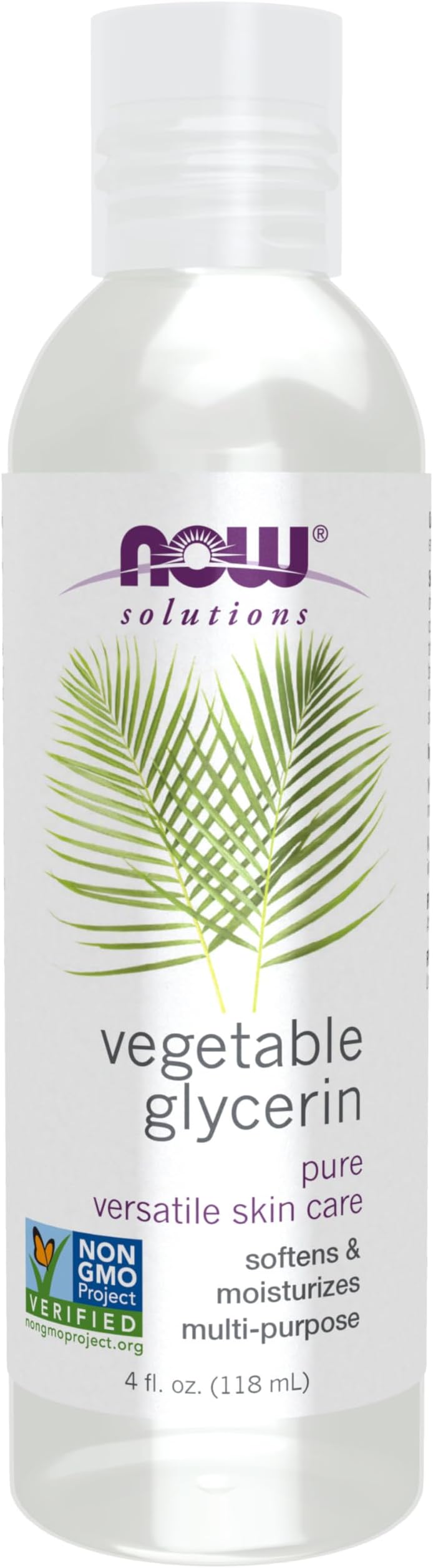 NOW Solutions, Vegetable Glycerin, 100% Pure, Versatile Skin Care, Softening and Moisturizing, 4-Ounce