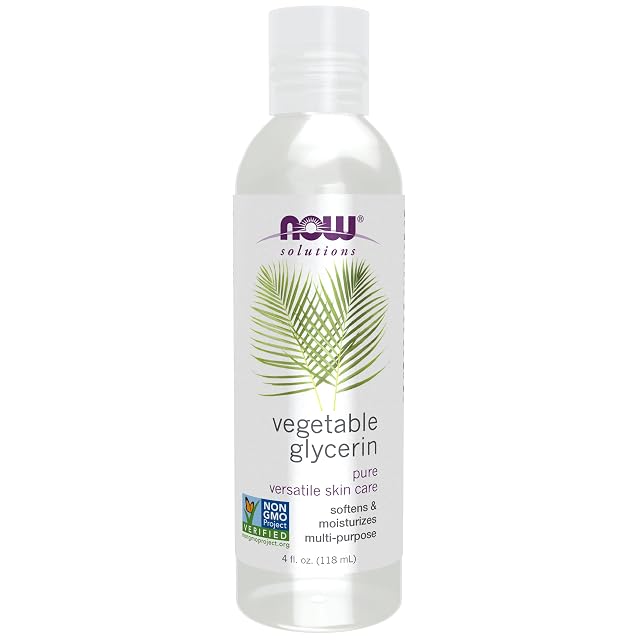 NOW Solutions Vegetable Glycerin 100 Pure Versatile Skin Care Softening and Moisturizing 4-Ounce