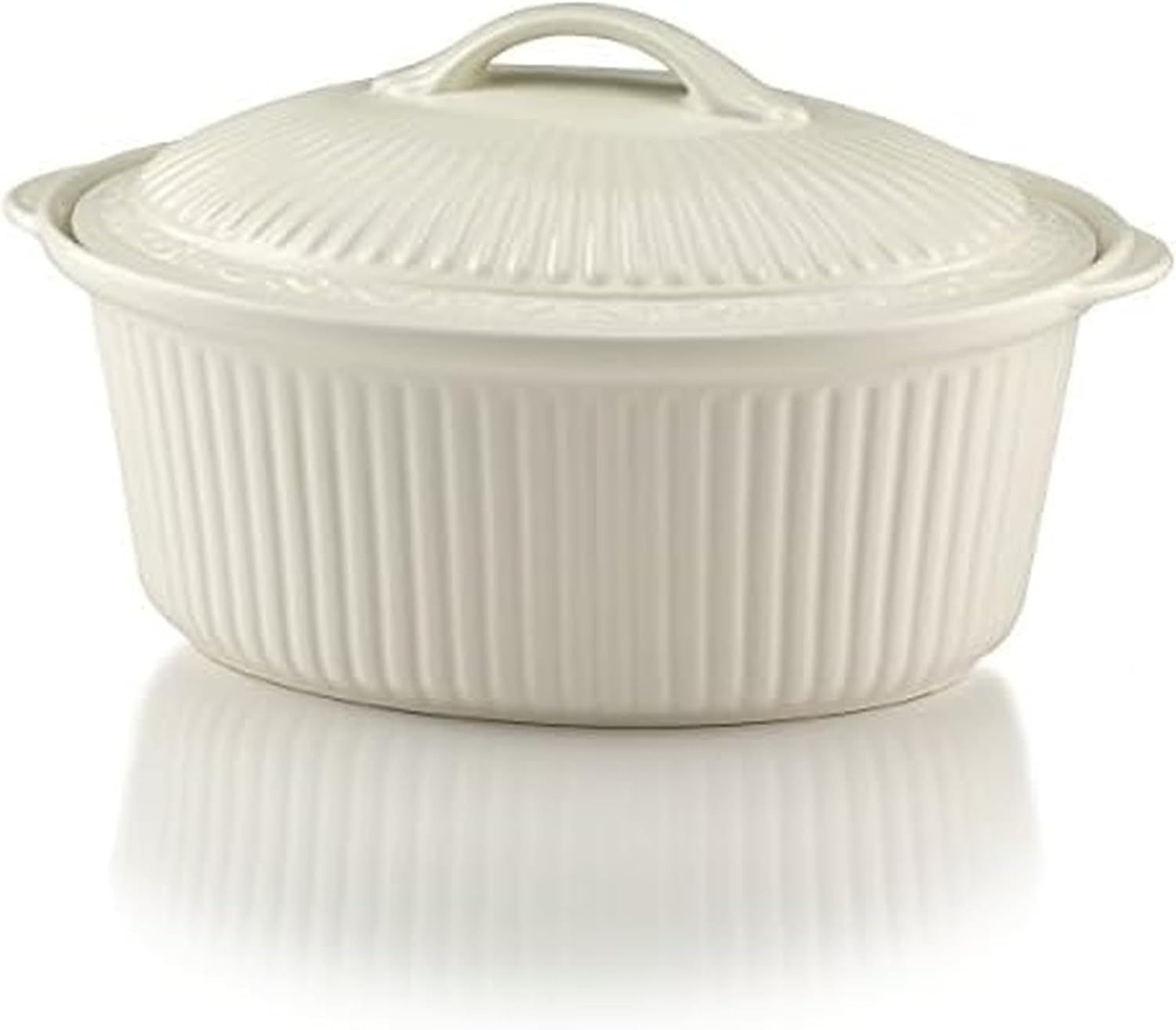 Mikasa Italian Countryside Round Casserole Dish with Lid, White, 1.5-Quart - DD900-621