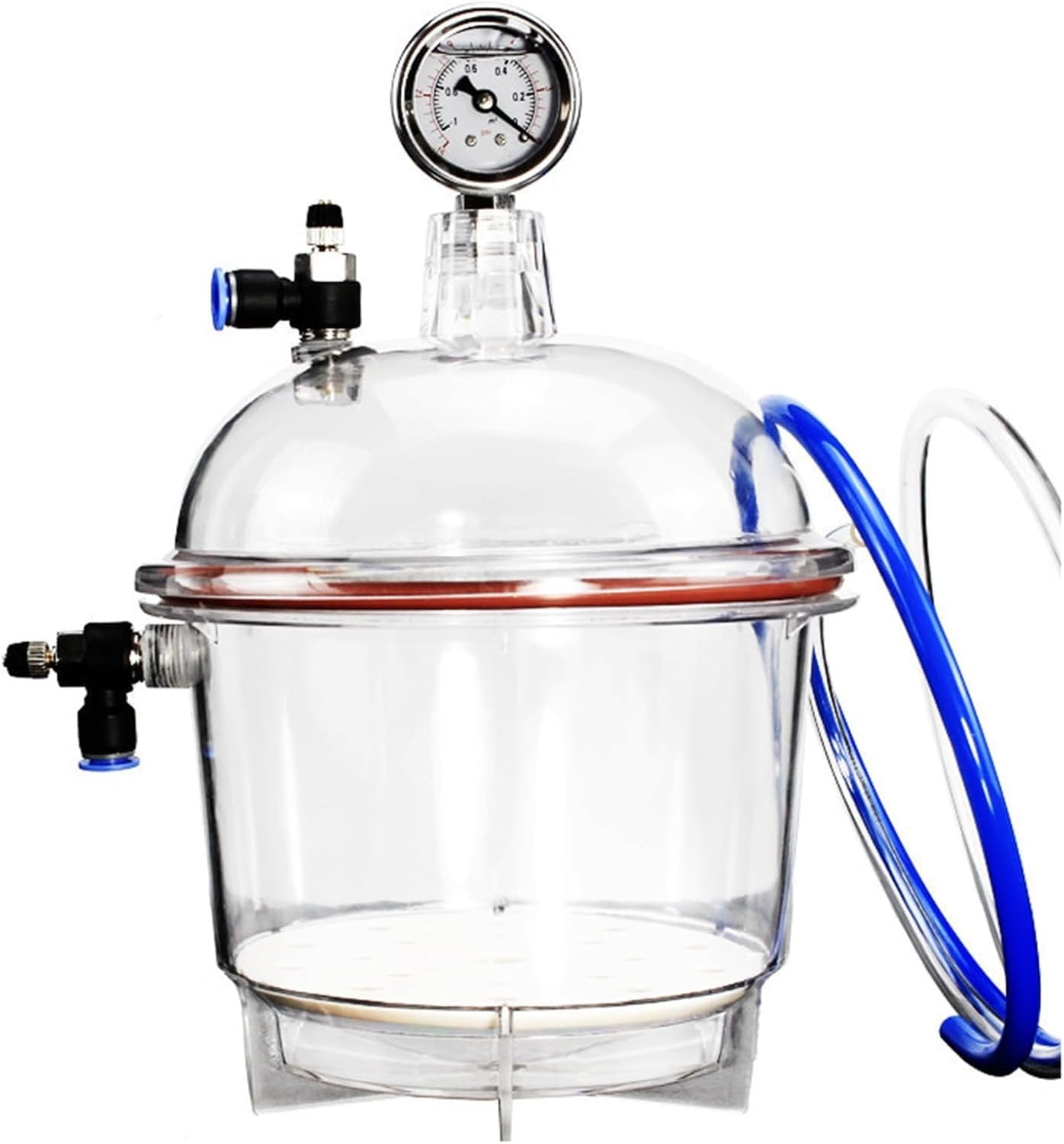 Vakuum-Exsikkator, transparente Acryl-Vakuumkammer, mit Doppelventilen, Manometer, versiegelter Behälter aus Polycarbonat-Kunststoff, for Trocknen und Aufbewahren im Vakuum.(150mm)